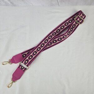 Pink Adjustable Bag Strap Rose Colored Hardware Pebbled Leather Tabs